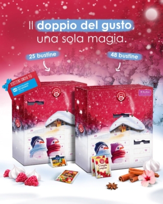 Perfetto per concedersi una coccola quotidiana o per sorprendere le persone care con un pensiero speciale, il Calendario d’Avvento Pompadour 2025 ha come protagonisti due simpatici pupazzi di neve che accompagneranno giorno dopo giorno fino alla vigilia di Natale. Il calendario è disponibile in due versioni: da 25 oppure da 48 bustine (due per ogni casellina), scelte tra una selezioni di infusi a base di frutta, erbe e spezie. Per ogni Calendario da 25 bustine acquistato, 1 euro sarà devoluto a SOS Villaggi dei Bambini a sostegno del Programma Mamma Bambino. Prezzo per il calendario da 25 bustine: 15,90 euro; per il calendario da 48 bustine: 24,50 euro. www.pompadour.it Perfetto per concedersi una coccola quotidiana o per sorprendere le persone care con un pensiero speciale, il Calendario d’Avvento Pompadour 2025 ha come protagonisti due simpatici pupazzi di neve che accompagneranno giorno dopo giorno fino alla vigilia di Natale. Il calendario è disponibile in due versioni: da 25 oppure da 48 bustine (due per ogni casellina), scelte tra una selezioni di infusi a base di frutta, erbe e spezie. Per ogni Calendario da 25 bustine acquistato, 1 euro sarà devoluto a SOS Villaggi dei Bambini a sostegno del Programma Mamma Bambino. Prezzo per il calendario da 25 bustine: 15,90 euro; per il calendario da 48 bustine: 24,50 euro. www.pompadour.it