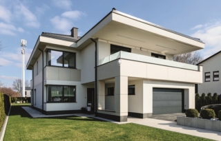 Finestre Innoview di Fakro nell'abitazione contemporanea a Marki. Sono in legno con rivestimento esterno in alluminio. Foto Przemyslaw Andruk