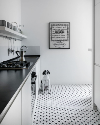 Minimal. Fuochi a gas in cucina bianco e nero