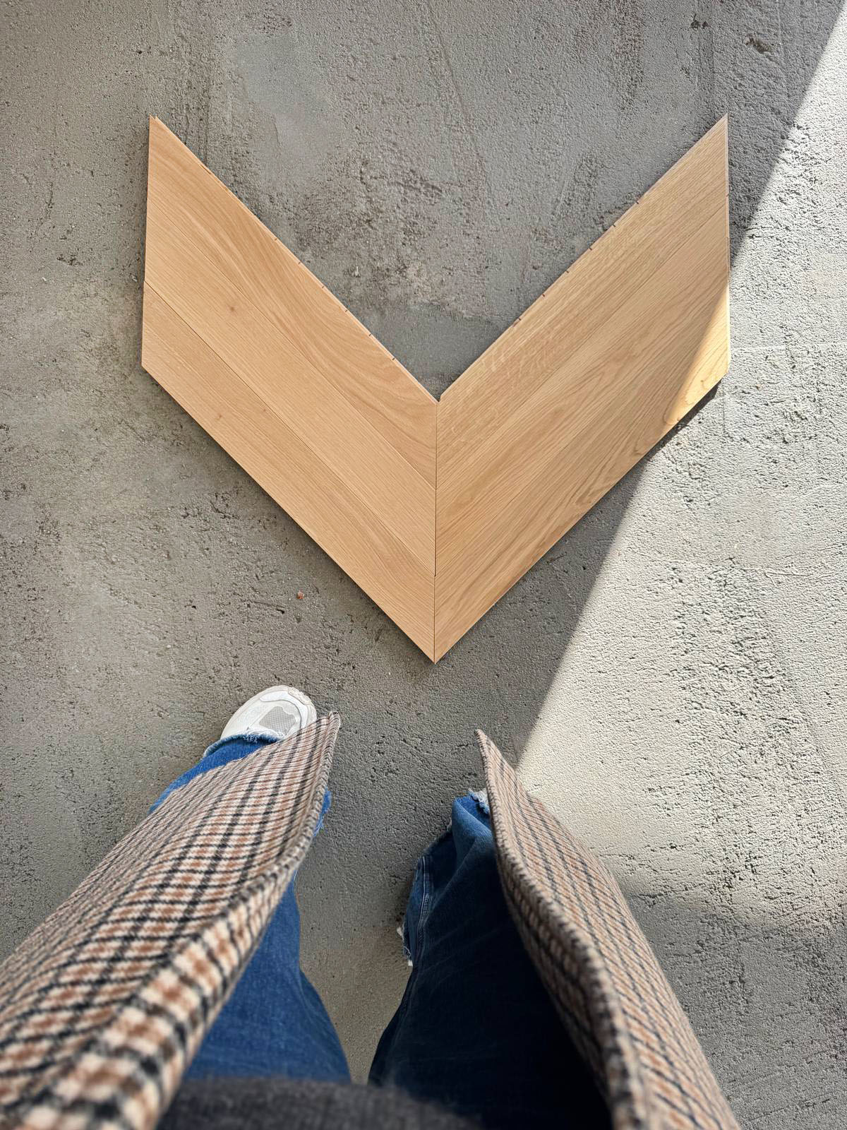 Parquet a spina francese, inizio per decidere il senso di posa