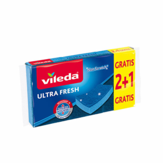 Spugna abrasiva che assorbe da un lato ed è leggermente abrasiva dall'altro, ma non graffia.  Confezione da 2+1 pezzi. Prezzo: 1,79 euro. https://www.vileda.it/spugne-e-pagliette/Spugna-Ultrafresh-antigraffio-2+1
