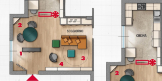 Unire la cucina al soggiorno e definire una zona di ingresso: un esempio in pianta Unire la cucina al soggiorno e definire una zona di ingresso: un esempio in pianta