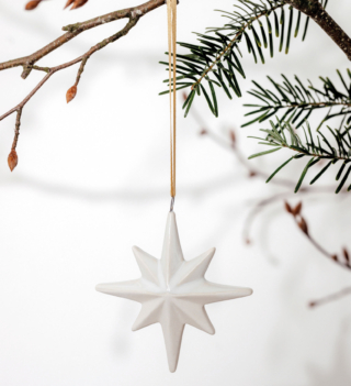 Raffinata e senza tempo la decorazione da appendere a forma di stella stilizzata Winter Glow di Villeroy & Boch: è completamente prodotta in pregiata porcellana e sospesa per mezzo di un sottile cordino beige. Misura L 8,9 x P 2,3 x H 8,9 cm. Prezzo 16,90 euro. https://www.villeroy-boch.it