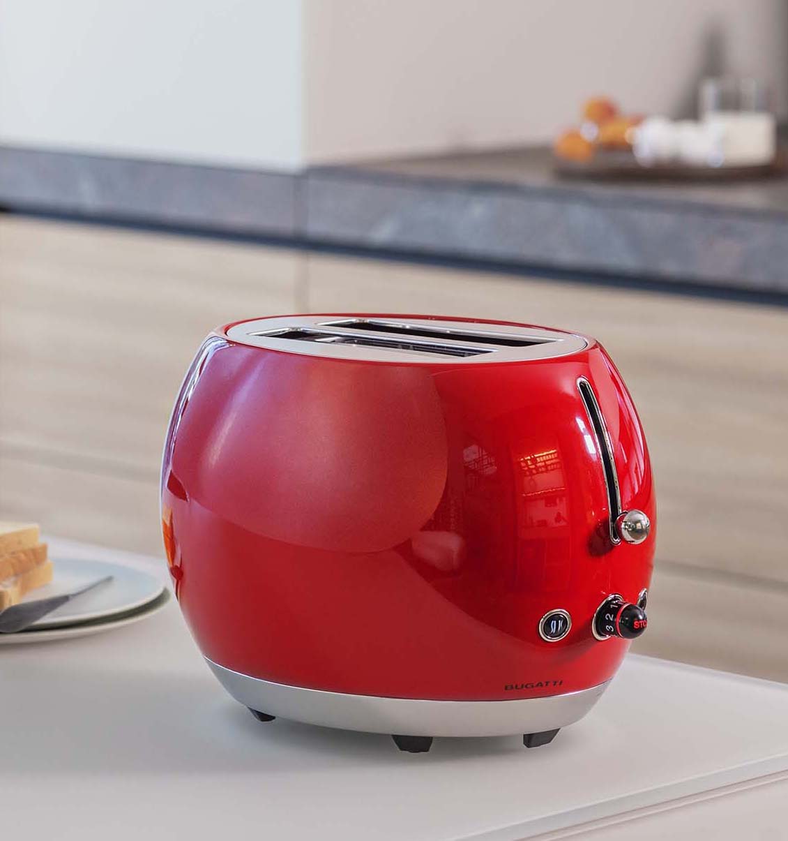 Romeo è il tostapane di Bugatti per preparare toast, sandwich, riscaldare e scongelare pane e piccoli lievitati come brioches, panini e focacce. Regolabile su 7, è dotato di comodi e ampi scomparti per l'alloggiamento del pane e di un cassetto porta briciole. Prezzo 259 euro. www.casabugatti.com Romeo è il tostapane di Bugatti per preparare toast, sandwich, riscaldare e scongelare pane e piccoli lievitati come brioches, panini e focacce. Regolabile su 7, è dotato di comodi e ampi scomparti per l'alloggiamento del pane e di un cassetto porta briciole. Prezzo 259 euro. www.casabugatti.com