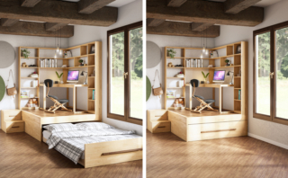 SpazioBed "StudioLetto" di Cinius è una composizione completamente realizzata in legno massello di faggio sostenibile FSC con una pedana da cui si estrae il letto (misura L 140 x P 200 cm). La pedana con piano parquet Rovere misura L 146 x P 206 x H 60 cm. Prezzo 5.224 euro (per le librerie ad angolo, la scrivania e la scaletta con due cassetti ad apertura frontale, escluso materasso) scontato a 4.450 euro fino a fine febbraio. https://www.cinius.com SpazioBed "StudioLetto" di Cinius è una composizione completamente realizzata in legno massello di faggio sostenibile FSC con una pedana da cui si estrae il letto (misura L 140 x P 200 cm). La pedana con piano parquet Rovere misura L 146 x P 206 x H 60 cm. Prezzo 5.224 euro (per le librerie ad angolo, la scrivania e la scaletta con due cassetti ad apertura frontale, escluso materasso) scontato a 4.450 euro fino a fine febbraio. https://www.cinius.com