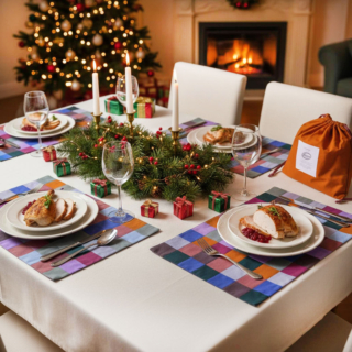 Le tovagliette Riscatto di Cassera Casa hanno il fronte patchwork e il retro tinta unita, sono prodotte artigianalmente, nel laboratorio di confezione tessile nato all’interno del carcere Don Fausto Resmini di Bergamo, in percalle di cotone da materiali di recupero. Misurano L 35 x P 50 cm. Prezzo 15 euro (per il set da 2 pezzi). https://casahomewear.com