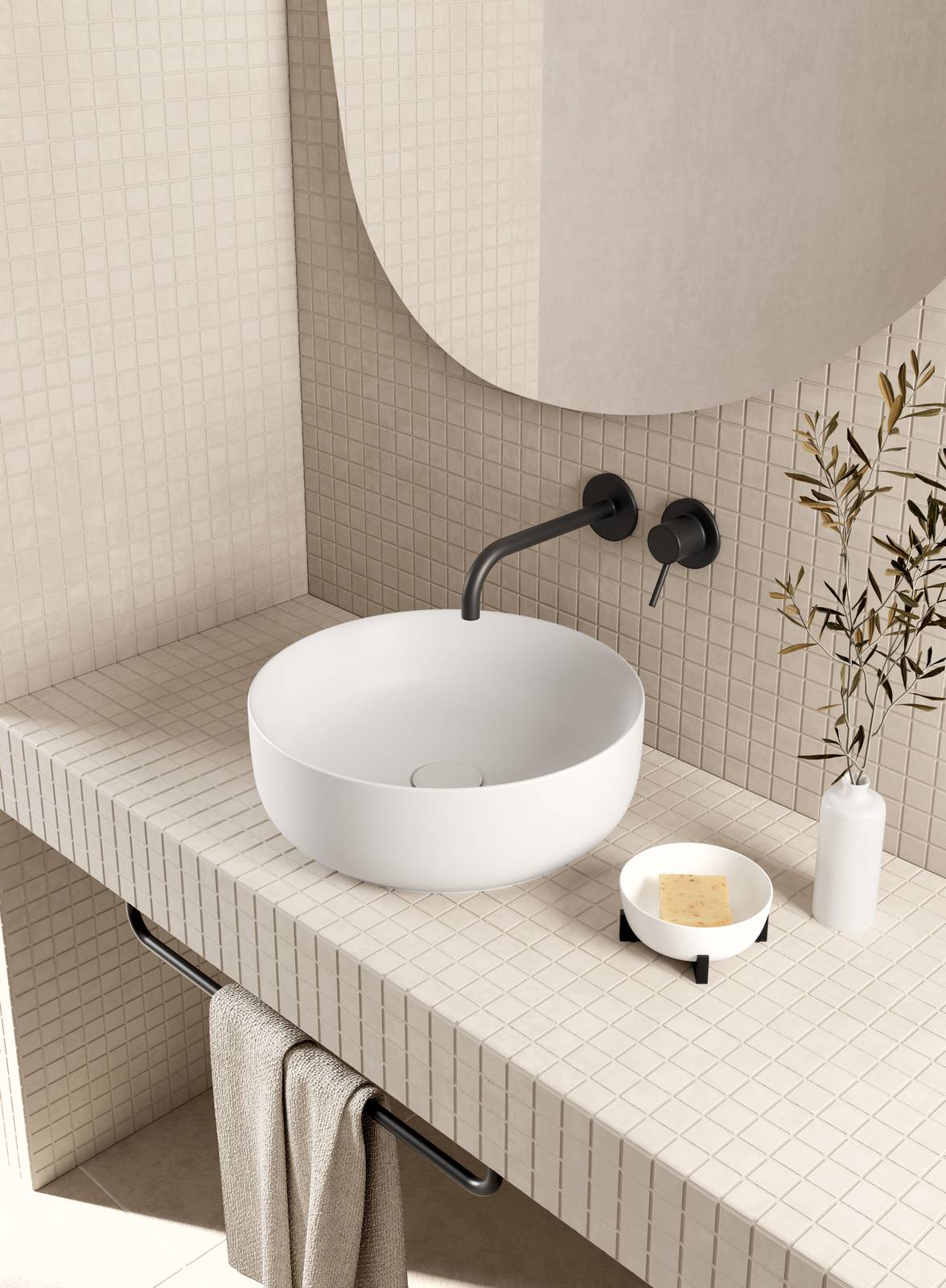 Lavabo ø 42 h14 cm. Installazione da appoggio.