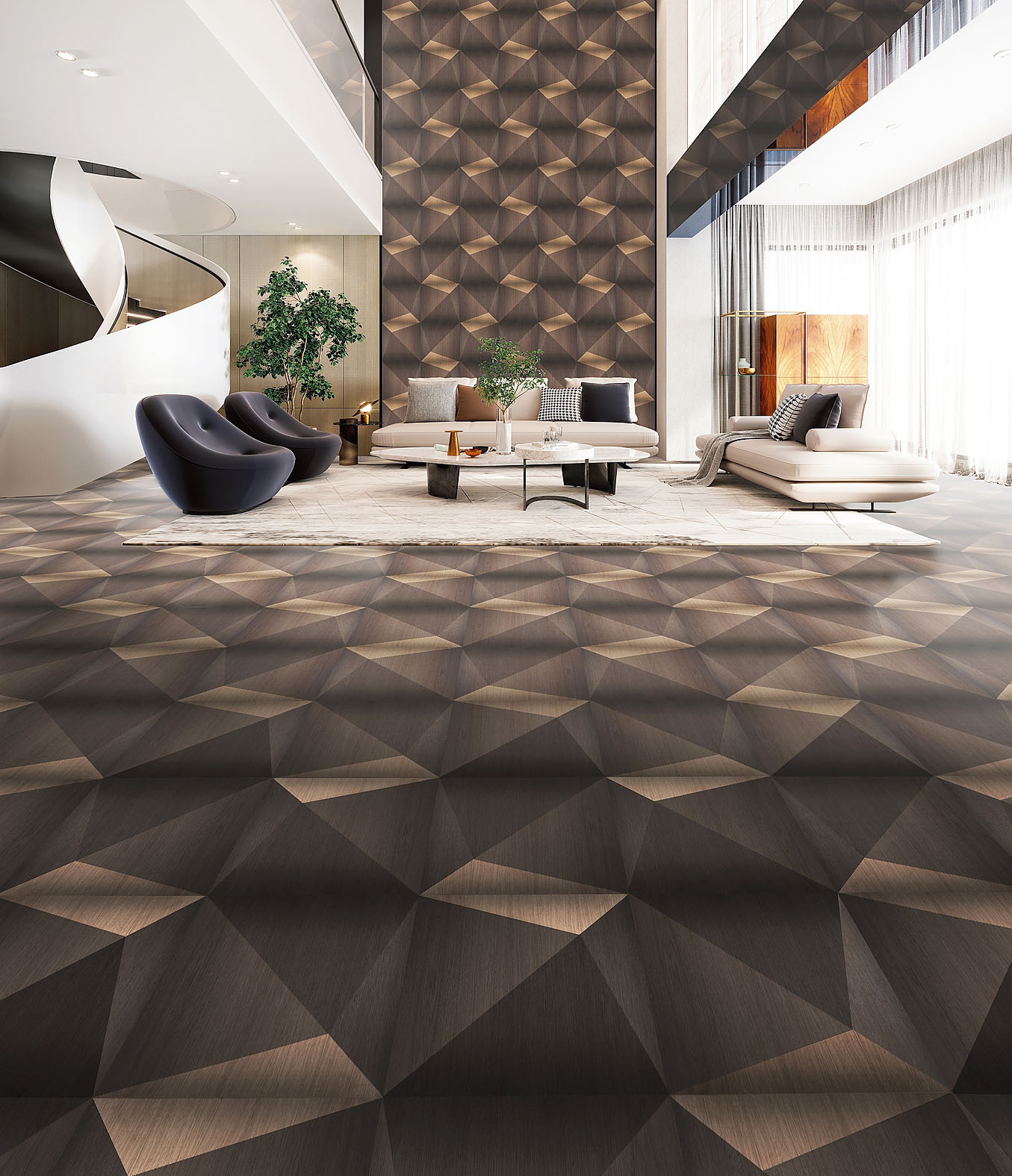 Le quadrotte Kaleidostone collezione I-Wood di Berti hanno il disegno realizzato con stampa digitale a base acqua, che non copre le venature dello strato superiore di rovere. A 3 strati (misure 60 x 60 cm, sp. 10,2 mm), in collaborazione con Diesel. Prezzo su richiesta. www.berti.net