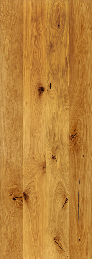 Il prefinito rovere Slavonia
da foreste controllate, certificato Indoor Air Comfort - Gold Eurofins, Hermitage Rustic Gold di Iperceramica è verniciato e leggermente spazzolato (misure 19,2 x 215 cm, spessore 15 mm,
spessore  strato nobile 4 mm).
Costa 79,99 euro/mq. www.iperceramica.it