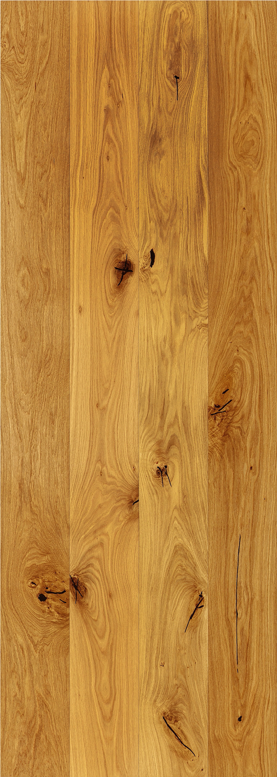 Il prefinito rovere Slavonia
da foreste controllate, certificato Indoor Air Comfort - Gold Eurofins, Hermitage Rustic Gold di Iperceramica è verniciato e leggermente spazzolato (misure 19,2 x 215 cm, spessore 15 mm,
spessore  strato nobile 4 mm).
Costa 79,99 euro/mq. www.iperceramica.it