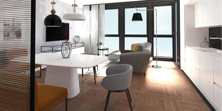 Soggiorno cucina ingresso insieme