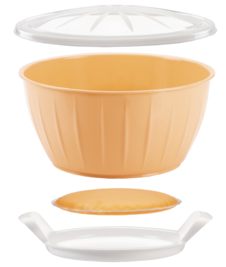 È perfetta per far lievitare velocemente gli impasti la ciotola della Linea Delicia. Agitandola chiusa con tutti gli ingredienti all’interno, il contenuto si amalgama e lievita molto più velocemente grazie al coperchio a chiusura ermetica e al gel riscaldante che permette agli impasti di lievitare più velocemente. Non serve controllare il tempo di lievitazione, perché il coperchio si gonfia visibilmente quando l’impasto è lievitato. Prezzo 39,90 euro.