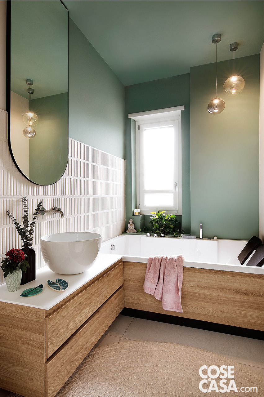 bagno verde salvia e legno