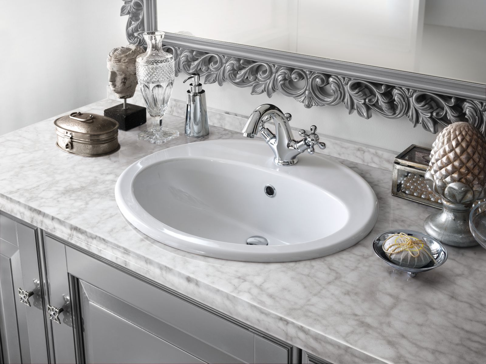 piano lavabo marmo carrara bianco Baltimora di Scavolini 3