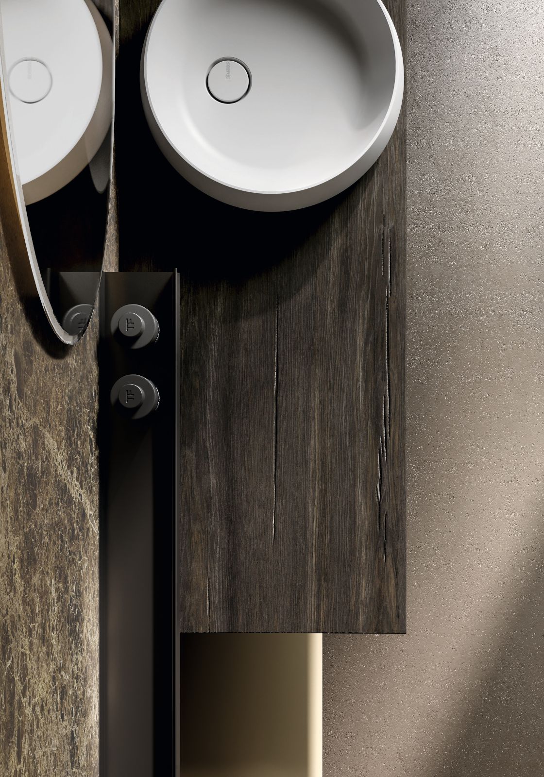 piano per lavabo legno fossile 52 di Ideagroup