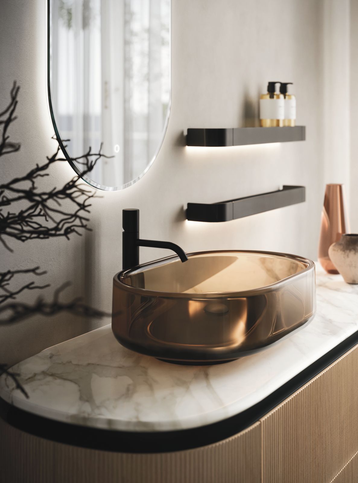 piano per mobile bagno collezione Almond di Arbi Arredobagno 1