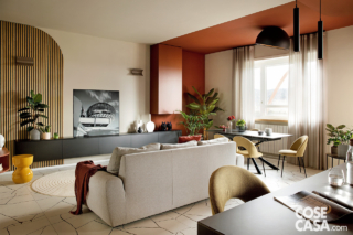 soggiorno pareti terracotta