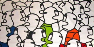 Fabrizio Dusi, Folla in movimento, 2011, Olio acrilico su telone plastico_Collezione privata Bologna_1