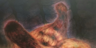 Giuseppe Matera, Untitled, 2025, olio e fusaggine su tela, cm 95 x 125 Giuseppe Matera, Untitled, 2025, olio e fusaggine su tela, cm 95 x 125