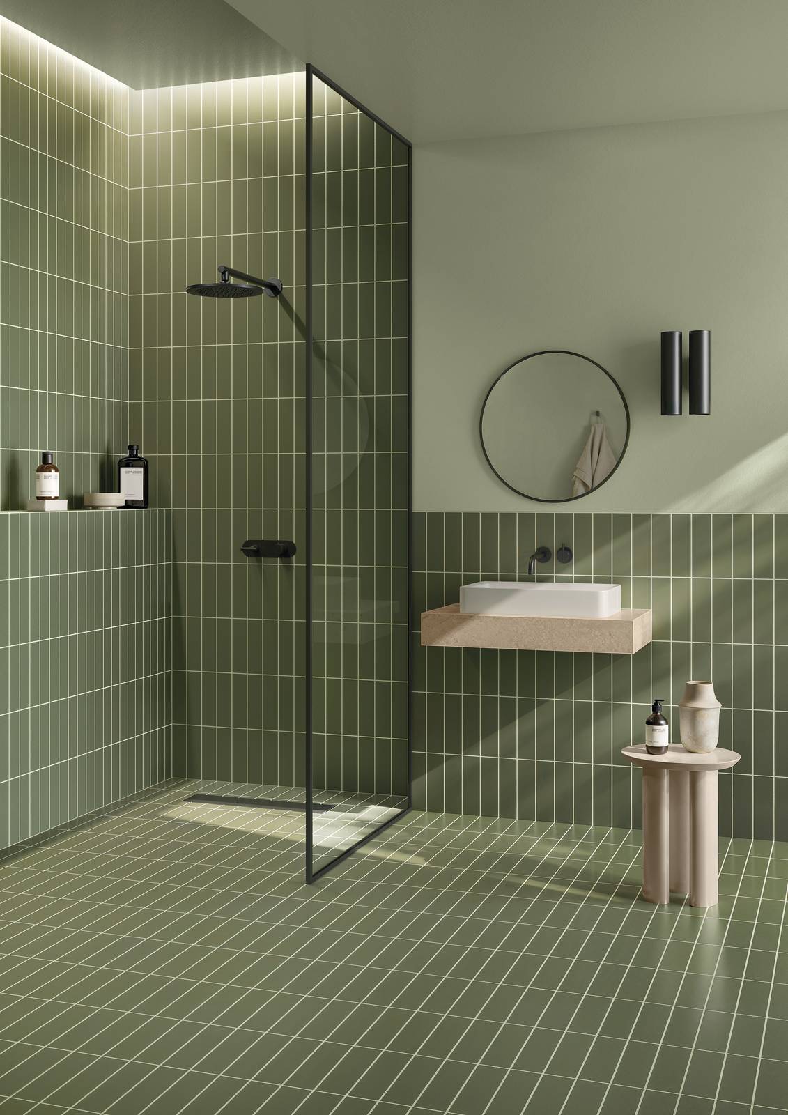 Per pareti e pavimento,  collezione Color Fill di Kerakoll (stucchi e sigillanti), disponibile in 50 colori. In foto Fugalite Color KK 55. https://it.kerakoll.com/