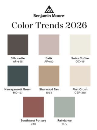 Palette cromatica 2026 Benjamin Moore