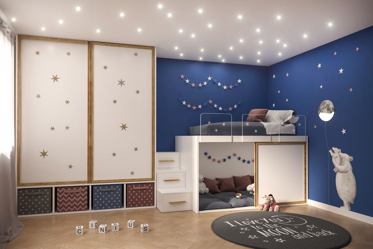 Cameretta Salvaspazio SPAZIOBED® Young Tana di Cinius è composta da un letto contenitore che permette ai bambini di trasformare la parte sottostante in una zona gioco e, in seguito, dotarla di una scrivania estraibile. Le antine scorrevoli laterali Shoji scorrono su guide fresate con tecnica giapponese che garantiscono un effetto sigillante, a prova di polvere e di usura. La composizione è dotata di una scala con cassetti e di parapetti in plexiglass; inoltre, è personalizzabile nelle misure e nei colori. Prezzo a partire da 3.890 euro. https://shopcinius.com Cameretta Salvaspazio SPAZIOBED® Young Tana di Cinius è composta da un letto contenitore che permette ai bambini di trasformare la parte sottostante in una zona gioco e, in seguito, dotarla di una scrivania estraibile. Le antine scorrevoli laterali Shoji scorrono su guide fresate con tecnica giapponese che garantiscono un effetto sigillante, a prova di polvere e di usura. La composizione è dotata di una scala con cassetti e di parapetti in plexiglass; inoltre, è personalizzabile nelle misure e nei colori. Prezzo a partire da 3.890 euro. https://shopcinius.com