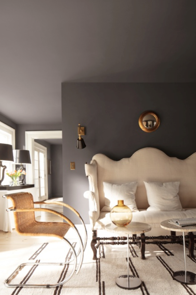 soggiorno pareti grigio antracite benjamin moore