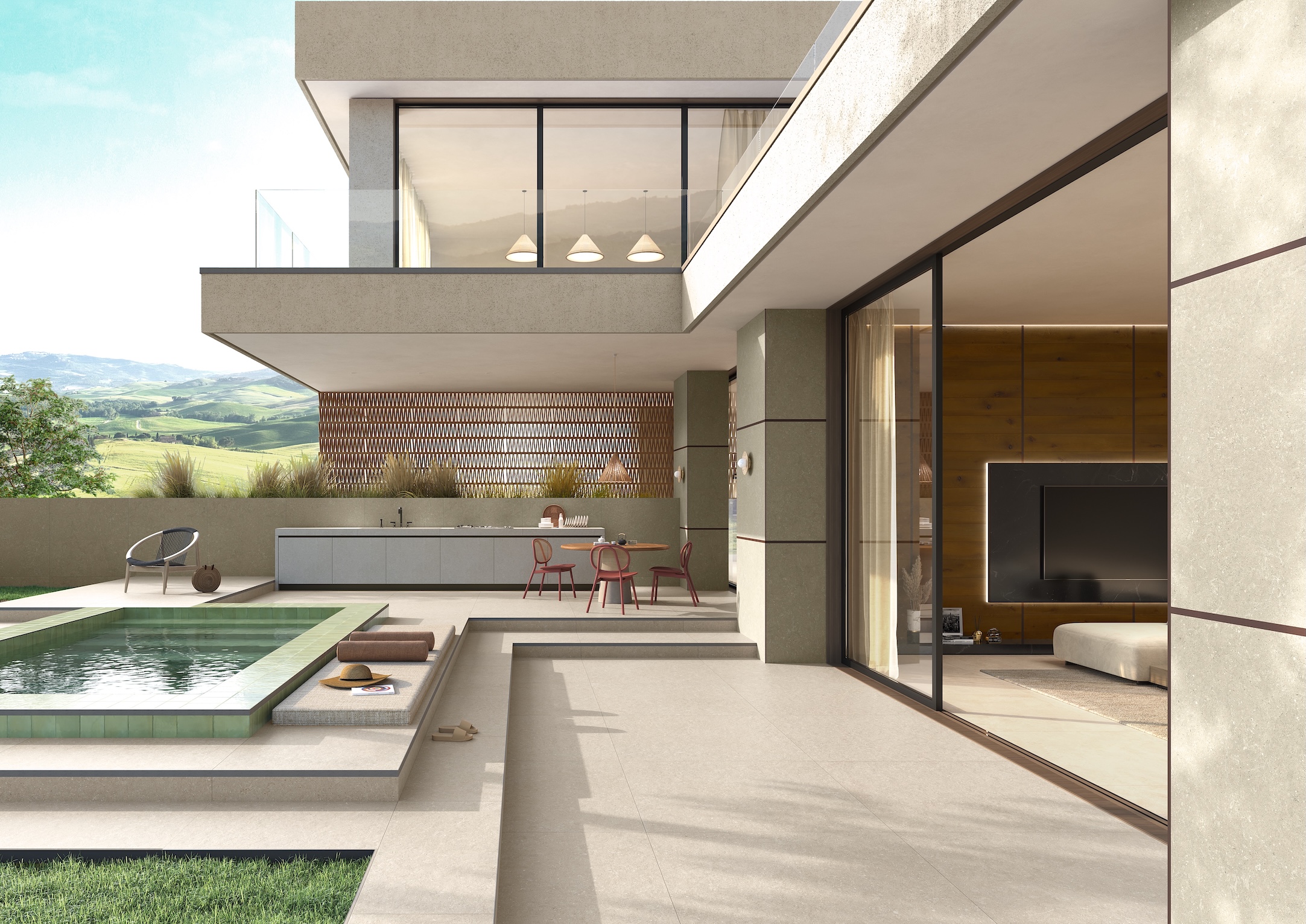 Gradini e pavimentazione esterna realizzata con profili Kaleidos di Progress Profiles