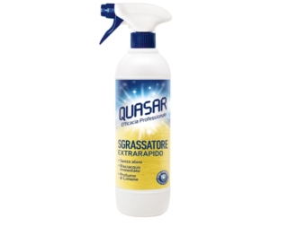 Quasar Sgrassatore Extrarapido rimuove efficacemente ogni tipo di sporco facendo brillare le superfici trattate. Sgrassa, smacchia e pulisce a fondo senza lasciare aloni. È adatto per per forni, cappe, piani di cottura, grill, piani di lavoro, affettatrici, tapparelle e ingranaggi, ma anche come pretrattante per i tessuti. È sufficiente spruzzarlo sulla superficie e sciacquare con un panno spugna; per lo sporco ostinato si può lasciare agire alcuni secondi. Prezzo 3,15 euro. www.amazon.it