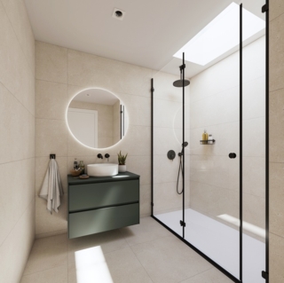 Grazie alle finestre per tetto piano di Velux il bagno beneficia di luce naturale e aria. www.velux.it