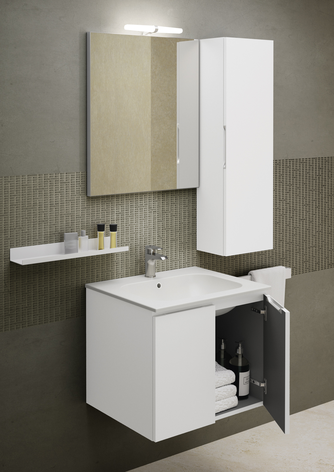 Ha linee geometriche il mobile lavabo sospeso della collezione QUBO di Geromin in finitura Silk Baino e con consolle Teca Bianco Lucido. Misura L 60 x P 50 x H 50 cm. Prezzo su richiesta. https://gruppogeromin.com/it/ Ha linee geometriche il mobile lavabo sospeso della collezione QUBO di Geromin in finitura Silk Baino e con consolle Teca Bianco Lucido. Misura L 60 x P 50 x H 50 cm. Prezzo su richiesta. https://gruppogeromin.com/it/