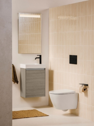Il vaso sospeso in finitura bianca della Collezione Ona di Roca è Rimless®. Misura L 36 x P 53 cm. Prezzo, Iva esclusa, 265 euro. www.roca.it