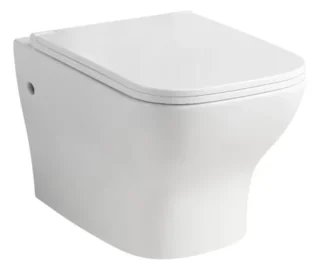 Il vaso sospeso Serie Tulipano di OBI è rimless (senza brida). Dal design contemporaneo, ha finitura bianca lucida. Misura L 35 x P 49 cm. Prezzo, copriwater escluso, 79,99 euro. www.obi-italia.it