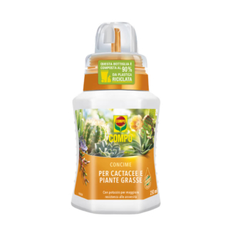 Il Concime per Cactacee e Piante Grasse di Compo rafforza la struttura della pianta e conferisce maggiore resistenza ed è dotato di tappo graduato con salvagoccia. https://www.compo-hobby.it/prodotti/concimi-cura-delle-piante/concimi-per-piante-da-balcone-appartamento/compo-concime-per-cactacee