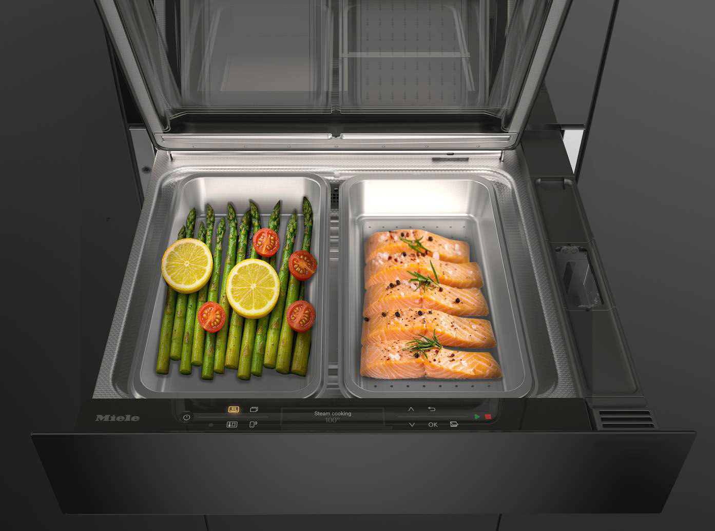 Per la cottura tra le novità di Miele c’è il nuovo cassetto a vapore alto 14 centimetri, si abbina a un forno combinato con microonde, per riunire in un'unica soluzione la cottura al forno, il riscaldamento e la cottura a vapore. Il piano cottura a induzione KM 8000 vanta invece una grafica minimal: nel modello di punta, una discreta linea luminosa all'accensione crea un effetto visivo che unisce elegantemente funzionalità ed estetica. I piani cottura sono presentati con finitura MattFinish, e molti modelli possono essere utilizzati con pentole e padelle M Sense che hanno comandi touch integrati e fino a tre sensori di temperatura, che non solo effettua misurazioni, ma comunica anche con il piano cottura KM 8000 e seleziona sempre l'impostazione di potenza adeguata. www.miele.it
Fuorisalone 	Miele Experience Center Corso Garibaldi 99 Milano