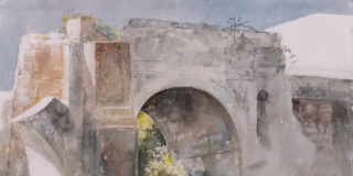 Pedro Cano, Ponte Rotto, 2023. Acquerello su carta, 38x57cm. Foto José Luis Montero