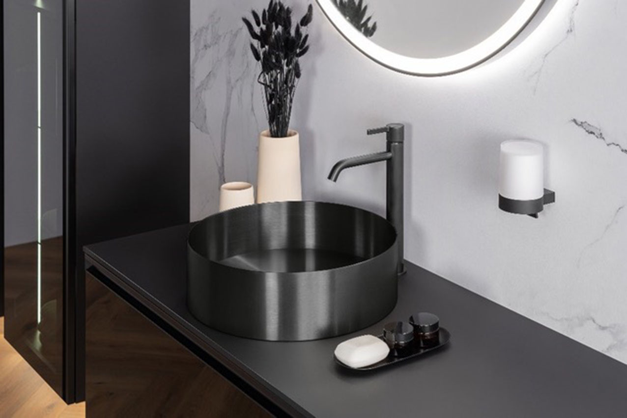 Lavabo neoro n40 in acciaio inox nero spazzolato