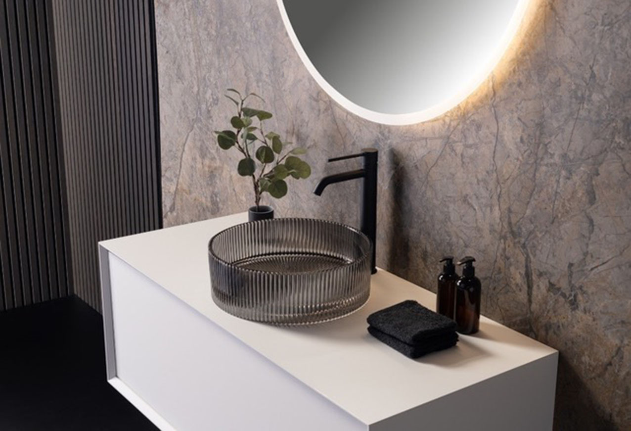Lavabo in vetro fumé neoro n40 groove
