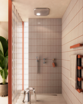 Aquaelite presenta il nuovo soffione doccia Pocket. Dalle dimensioni molto compatte è disegnato da Bruna Rapisarda. A differenza dei sistemi doccia sempre più complessi, tecnologici e scenografici, questo soffione riduce la doccia ai suoi elementi fondamentali: acqua e luce. È pensato per gli spazi reali del bagno contemporaneo ed è dotato di cartuccia ispezionabile, con Acqua Ring per una distribuzione canalizzata che ottimizza il flusso e garantisce un getto uniforme anche con basse pressioni. Antidrop è un sistema anti-goccia che interrompe immediatamente il flusso alla chiusura dell’acqua. Grazie al sistema Anticalcare gli ugelli sono progettati per facilitare la pulizia. Misura L 40 x P 40 cm. www.aquaelite.it – Salone del Mobile 2026, padiglione 10, Stand C10.