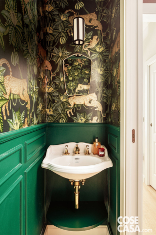 bagno verde e carta da parati