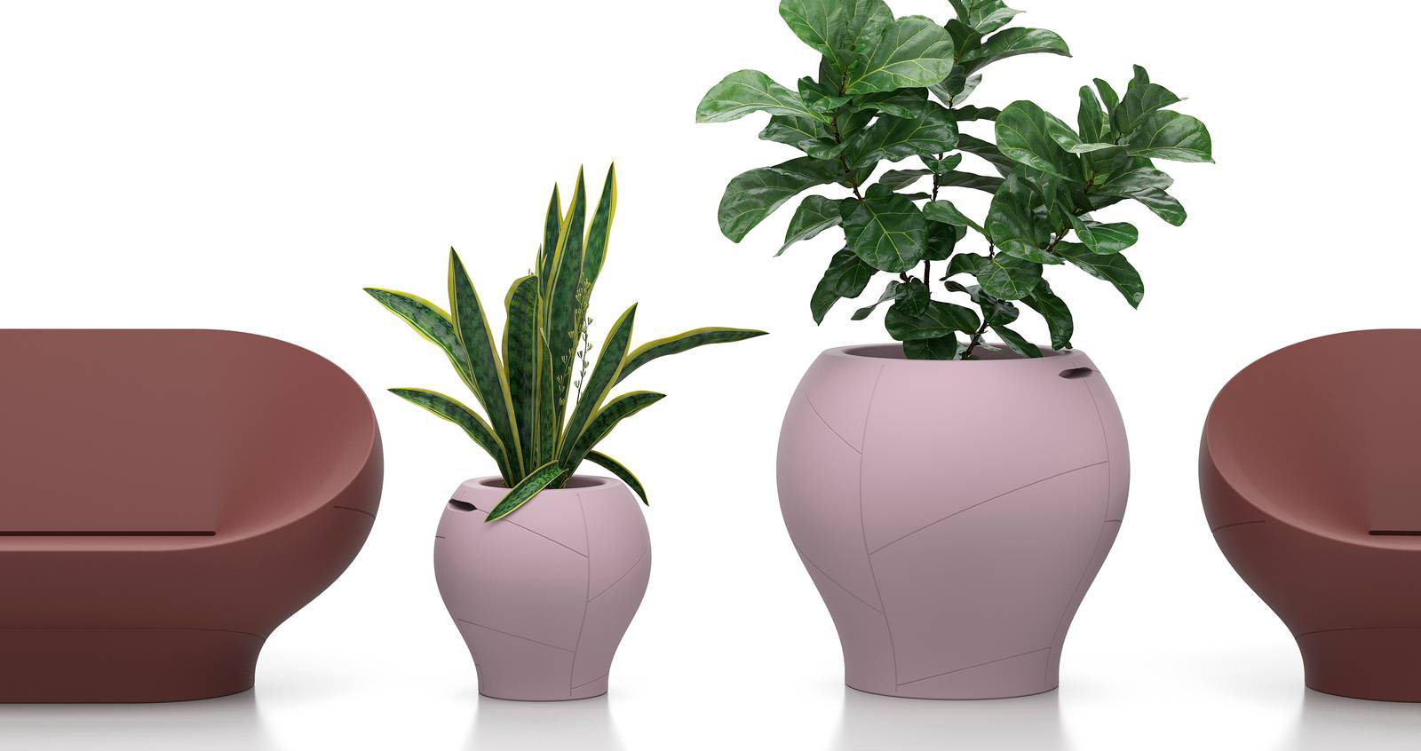 I cache-pot Vera di Lyxo sono prodotti in polietilene 100% riciclabile e sono disponibili in due dimensioni e in diverse varianti di colore; inoltre, sono leggeri, durevoli e pratici grazie alla presenza di manici che permettono di spostarli. La superficie è decorata da una serie di sottili nervature. https://lyxodesign.com - Salone del mobile 2026, padiglione 14, Stand E34.