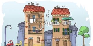 disegno due edifici con balconi disegno due edifici con balconi