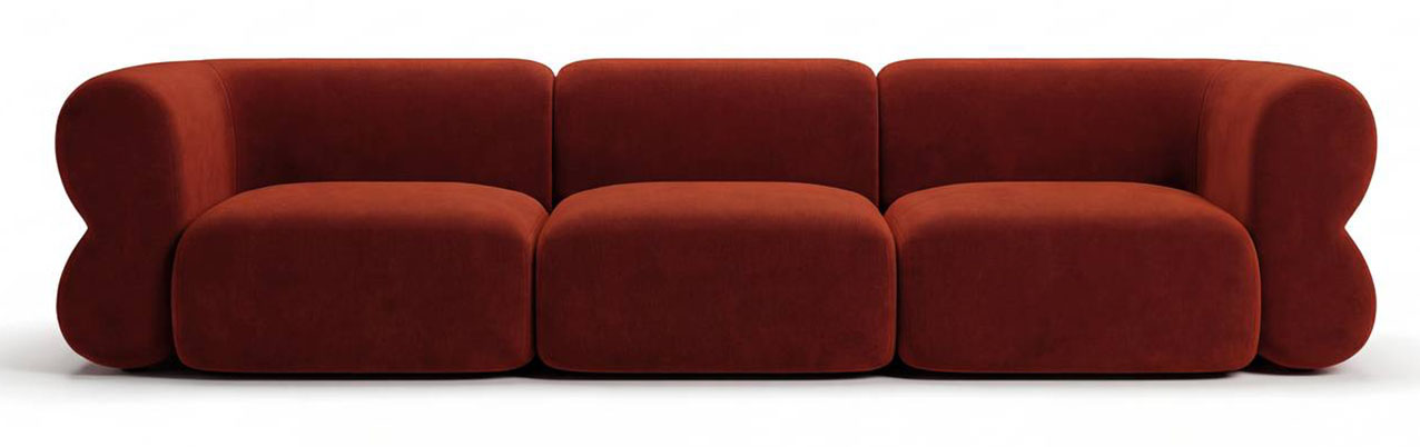 Il divano modulare Capitel di VICAL trae ispirazione da un archetipo dell'architettura, il capitello ionico, ed è caratterizzato da volumi avvolgenti e proporzioni calibrate.  https://www.vicalhome.com - Salone del mobile 2026, padiglione 14, Stand B45.