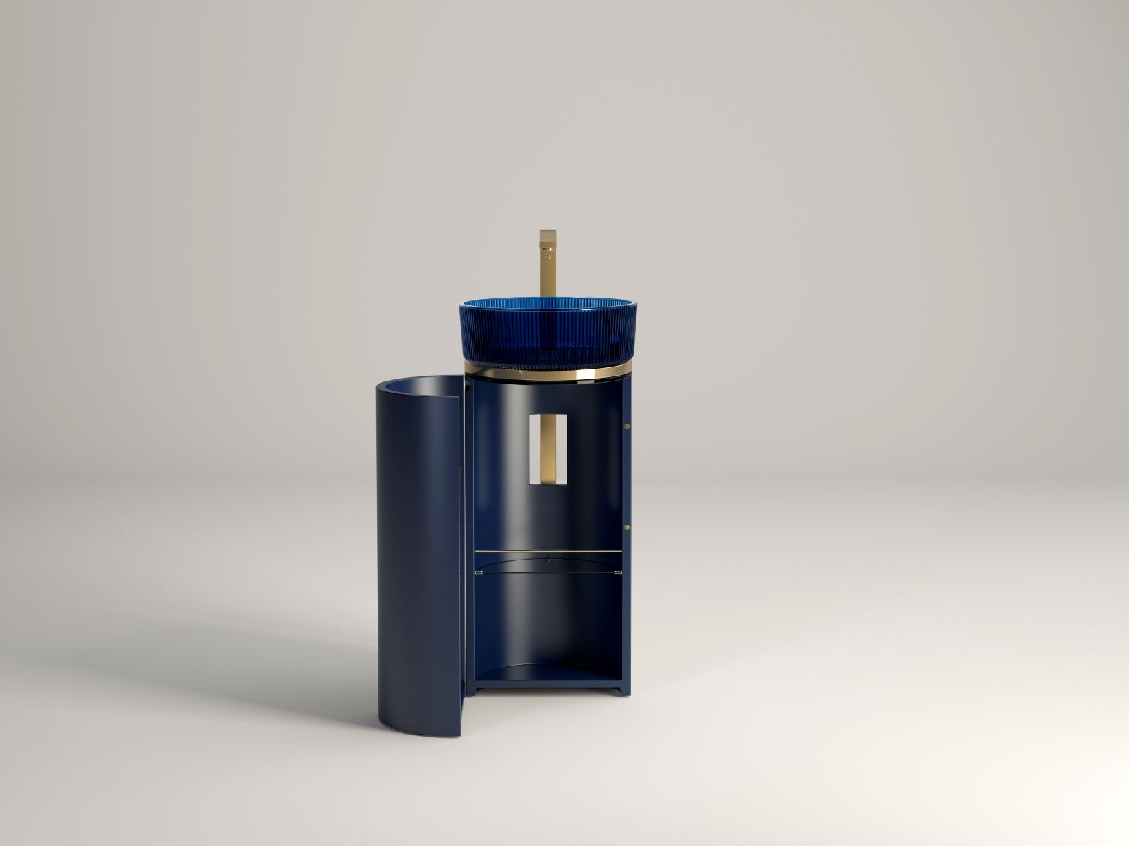 Il mobile lavabo Madison Composition di Glass Design si compone di lavabo freestanding con base cilindrica contenitiva. Il lavabo, di forma circolare, è realizzato in cristallo Florence Glass ATELIER® con raffinata lavorazione a scanalature verticali. È disponibile in cinque varianti cromatiche: Hunter Green, Sigar Brown, Midnight Blue, Charcoal Grey e White Mat. La base cilindrica in legno riprende la stessa finitura del lavabo e ha elegante anello in metallo, in finitura Gold o Silver. Misura Ø 40 cm x H 92 cm. Prezzo, Iva esclusa, 3.920 euro. www.glassdesign.it Il mobile lavabo Madison Composition di Glass Design si compone di lavabo freestanding con base cilindrica contenitiva. Il lavabo, di forma circolare, è realizzato in cristallo Florence Glass ATELIER® con raffinata lavorazione a scanalature verticali. È disponibile in cinque varianti cromatiche: Hunter Green, Sigar Brown, Midnight Blue, Charcoal Grey e White Mat. La base cilindrica in legno riprende la stessa finitura del lavabo e ha elegante anello in metallo, in finitura Gold o Silver. Misura Ø 40 cm x H 92 cm. Prezzo, Iva esclusa, 3.920 euro. www.glassdesign.it