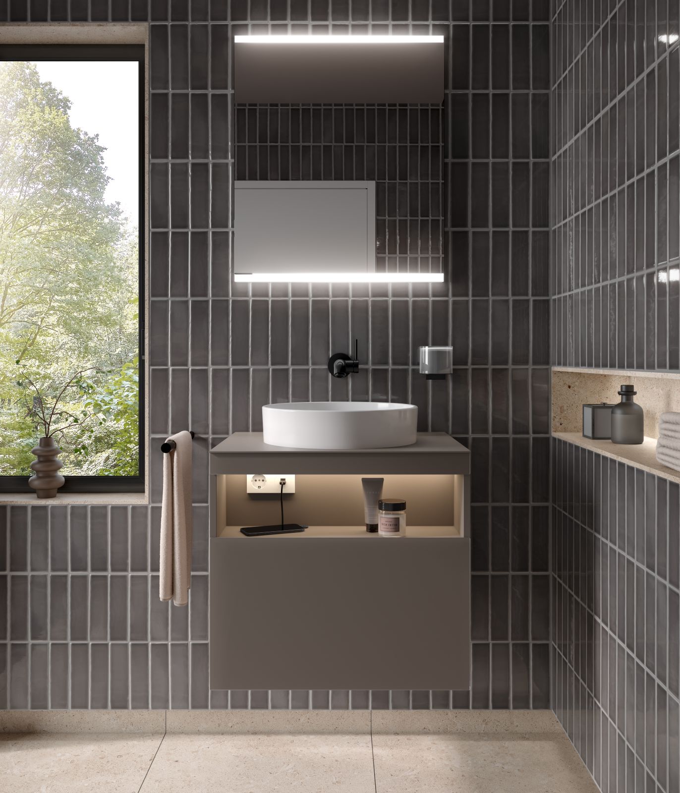 Il mobile per lavabo da appoggio della collezione Stageline di Keuco ha un cassettone estraibile anteriore con chiusura ammortizzata. In foto è nella finitura cachemire. Il vano è illuminato a LED. Misura L 65 x P 49 x H 54,9 cm. Prezzo, Iva esclusa, 1.963,80 euro. www.keuco.com Il mobile per lavabo da appoggio della collezione Stageline di Keuco ha un cassettone estraibile anteriore con chiusura ammortizzata. In foto è nella finitura cachemire. Il vano è illuminato a LED. Misura L 65 x P 49 x H 54,9 cm. Prezzo, Iva esclusa, 1.963,80 euro. www.keuco.com