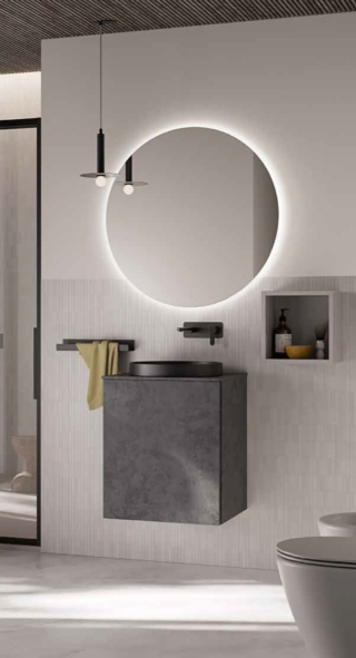 Il mobile lavabo Tower di Kios è disponibile sia con versione ad anta sia con cassettoni e cassetto interno, in 23 finiture legno/materiche e in 33 colori laccati opachi o lucidi. In versione in Stone Piombo con lavabo in ceramica nera matt, modello Perseo. Misura L 50 x P 46 cm con un’altezza di 48 o 58 cm, e di 80 cm per la versione a terra. Prezzo su richiesta. www.kios.com Il mobile lavabo Tower di Kios è disponibile sia con versione ad anta sia con cassettoni e cassetto interno, in 23 finiture legno/materiche e in 33 colori laccati opachi o lucidi. In versione in Stone Piombo con lavabo in ceramica nera matt, modello Perseo. Misura L 50 x P 46 cm con un’altezza di 48 o 58 cm, e di 80 cm per la versione a terra. Prezzo su richiesta. www.kios.com