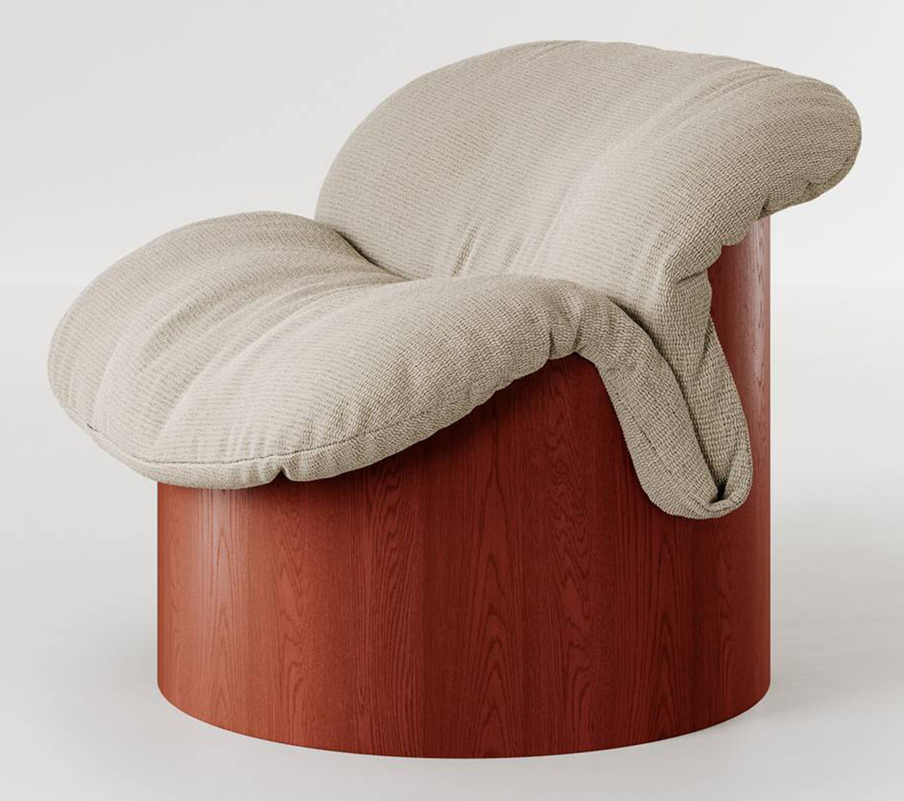 La nuova poltrona LOBO di Bolzan ha una struttura cilindrica in multistrato di legno curvato su cui trova posto un morbido cuscino removibile per dare vita ad un volume accogliente che sembra emergere e dischiudersi dalla base, in un equilibrio dinamico e giocoso. È dotata di un meccanismo girevole integrato nella base, che consente una rotazione di 90° a destra e 90° a sinistra, aumentando comfort e funzionalità d’uso. https://www.bolzan.com - Fuorisalone, Bolzan Space Showroom – Via Mercato 3/12N, Milano.
