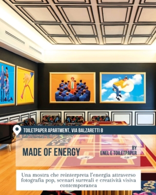 Toiletpaper Apartment con fotografie pop e mostra “Made of Energy”.