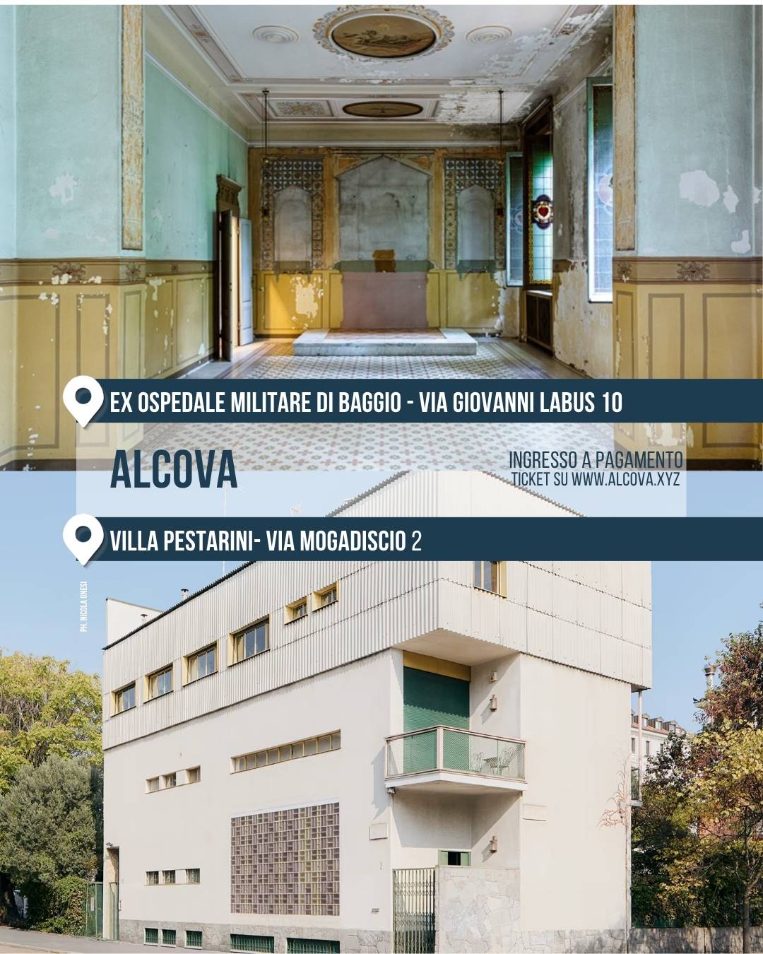 Alcova tra ex Ospedale Militare di Baggio e Villa Pestalozza.