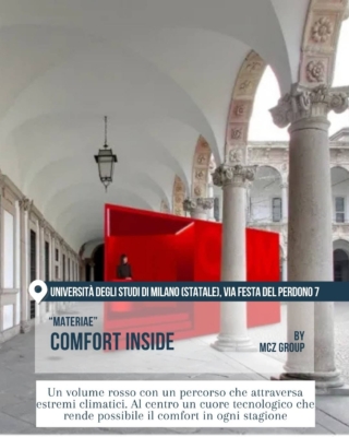 Università Statale con installazione rossa “Comfort Inside” di MCZ Group.